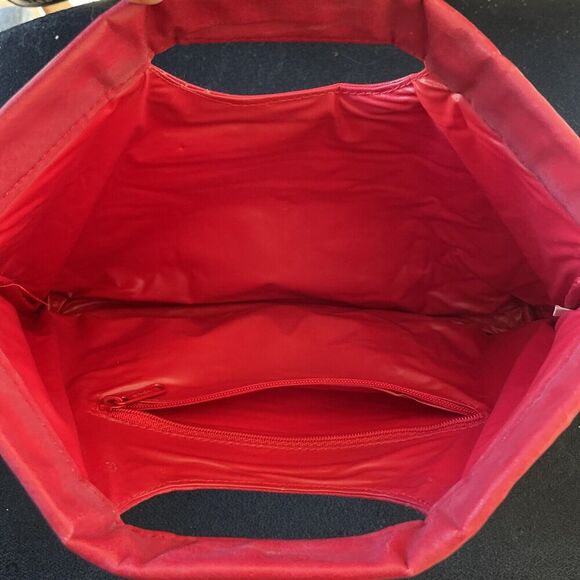 Red Clutch Embroidered Faux Leather Women Pouch Bag Handbag Soft Purse Party - Picture 5 of 12